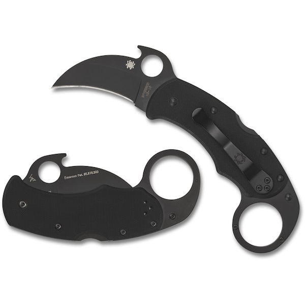 Spyderco 2024 Spyderco Karahawk G-10 Black Black Blade/Emerson Opener Plain SPY-C170GBBKP - main